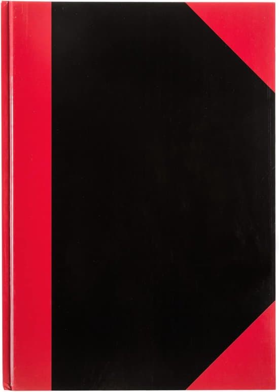 A5, 68 ark, kvadratisk, hardcover, rød/sort, 1 stk.