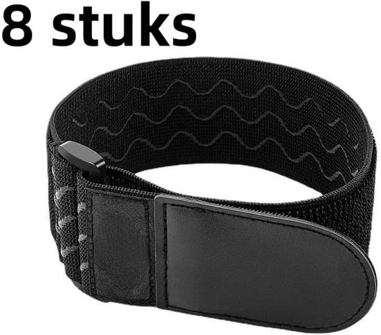 8-delt sæt - Elastisk bælte - Vægtet taljebælte - Elastisk spænde - Velcro - Multifunktionel - Ringespænde - Sort