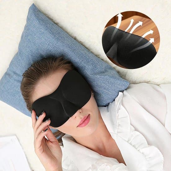 3D Sovemaske - Øjenmaske - Lysblokerende - Trykfrit Design - 23,5 cm x 9 cm - Sort