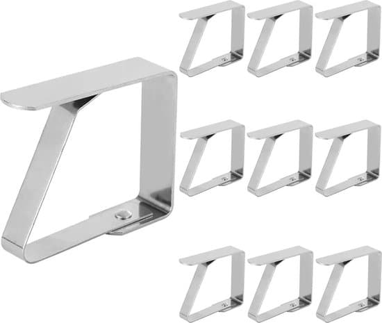 Bordsduksklämmor - Rostfritt stål - 10-pack - Silver