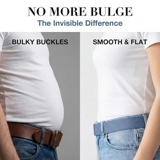 Bælte uden spænde, 5-delt elastisk bælte til kvinder & strækbælte uden spænde, justerbart usynligt bælte til jeans og linning