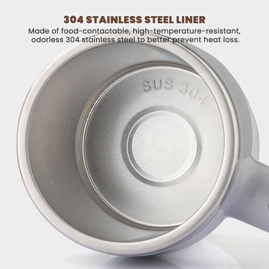 Termokaffekrus 380ml – Automatisk omrøring, dobbeltvægget rustfrit stål, hvid