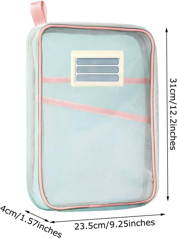 2-pack transparenta A4-dokumentväskor i mesh med axelremmar (rosa och lila)
