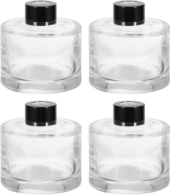 Tom glasdiffusorflaska, dofttillbehör, påfyllningsbar, aromaterapi, behållare, vassdiffusor, DIY, hem, badrum, 4 delar, kapacitet 150 ml