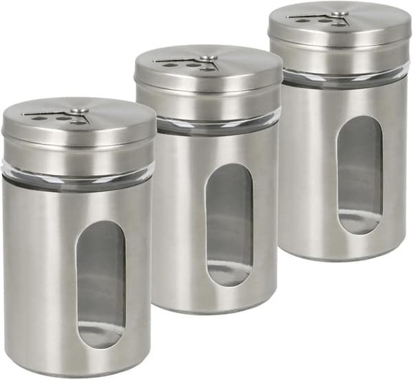 Tredelt krydderiglas i rustfrit stål, 100 ml