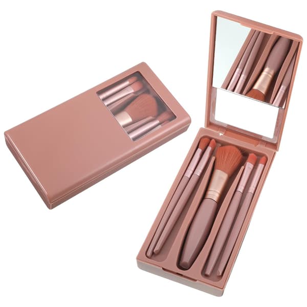 Makeupbørstesæt i spejlstil - pink