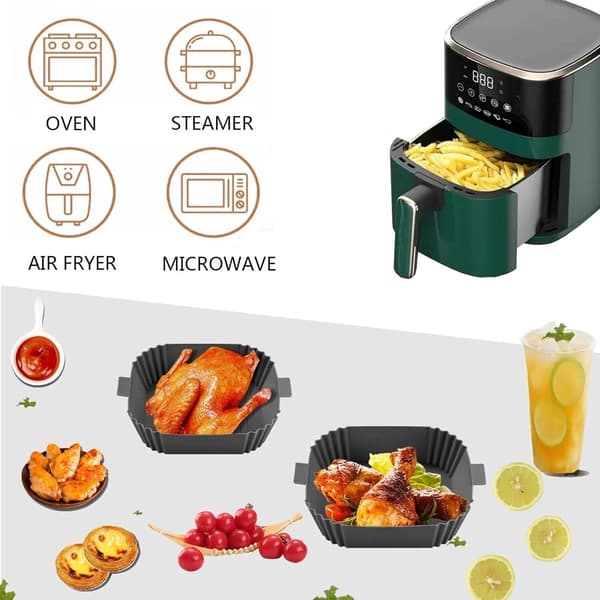 2-delt silikone bageform til airfryere - Airfryer bagepapirform, Airfryer tilbehør (grå)