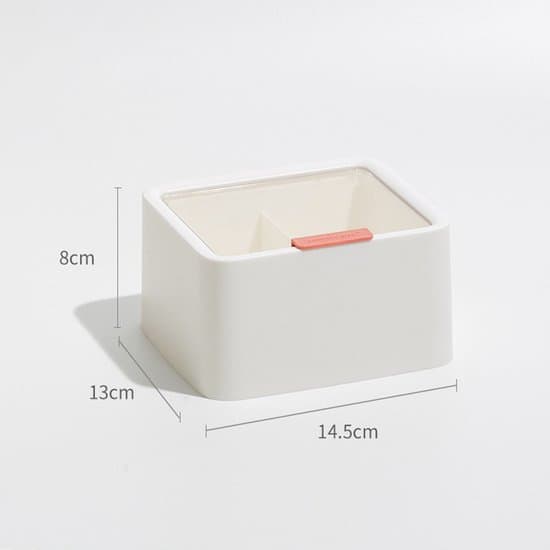 1-pack - Bomullspinnebox med lock - Transparent bomullspadsdispenser - Bomullspinnebehållare - Bomullspinnedispenser - Bomullsbollbox - Vit