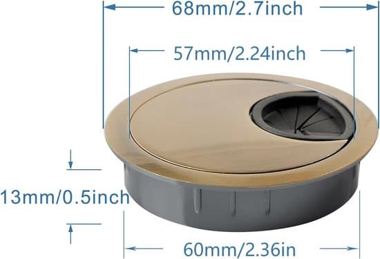 4-pack 60 mm guldmetall skrivbordskabelhantering hålskydd