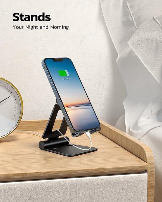Sammenfoldelig telefon-/tabletstander - aluminiumslegering - sølv