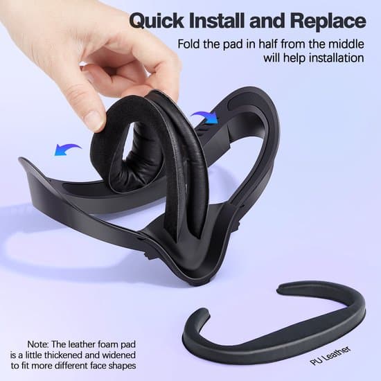 Velegnet til Meta/Oculus Quest 2 VR-headsetmaske/stander, smart tilbehør, åndbart PU-læder.
