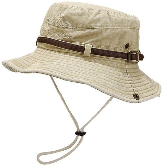 Sammenfoldelig solhat til mænd - lys khaki - one size fits all