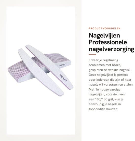 16-dele professionelt 100/180 grit neglefilsæt