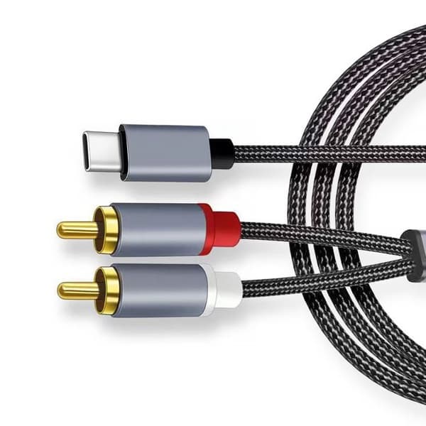 USB-C till 2x RCA stereoljudkabel - Grå