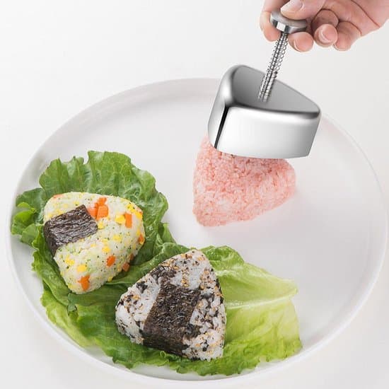 Sushi-presse og risboldform i rustfrit stål til bento-bokse (sølv, 9,5×7,5×3,5 cm)