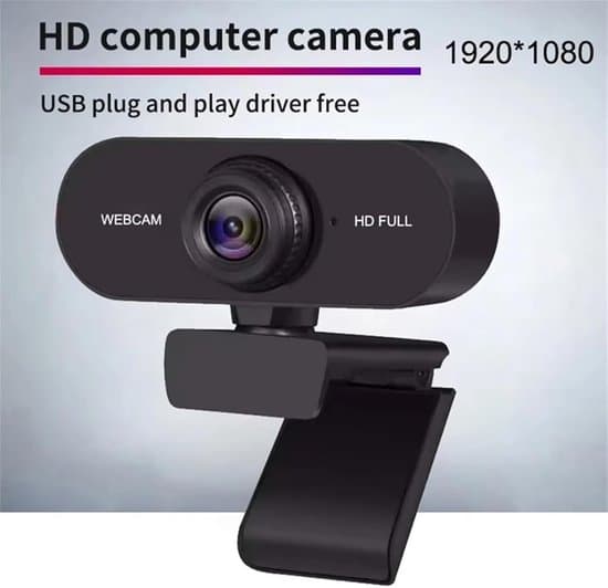 1080P Full HD Professionelt Computerwebcam med Mikrofon til Bærbare og Stationære Computere, Sort