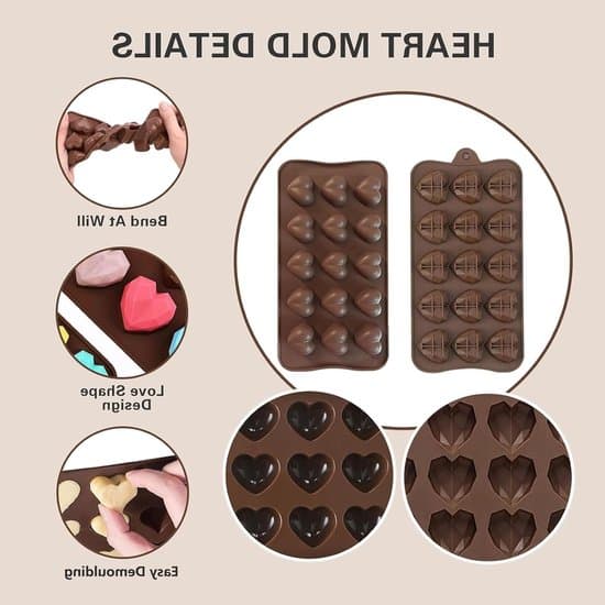 Hjerteformede silikone chokoladeforme, 2-pak, non-stick, perfekte til at lave kager, mousser og isterninger.