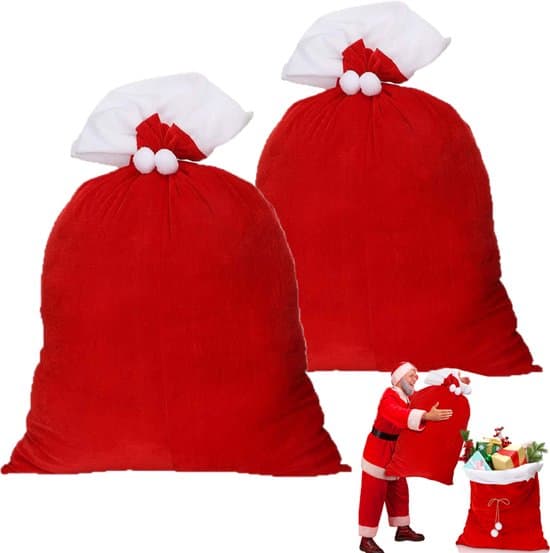 2-pack 100x70cm sammetsdragsko jultomtens presentpåsar