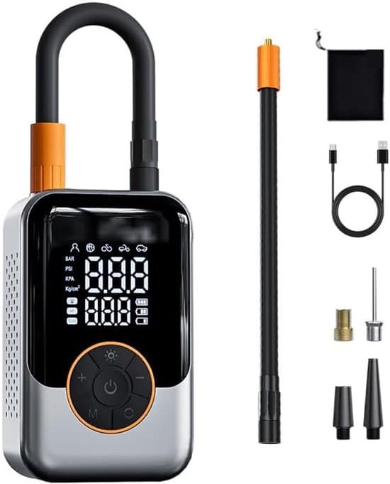 Bärbar elektrisk däckpump - Smart cykelpump med digital tryckmätare