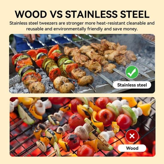 20-pak grillspyd - rustfrit stål - holdbart - til grill, kebab, lejrbål - 35 cm