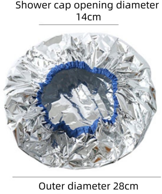 4 stk., dybdevirkende varmehætte, aluminium badehætte, håroliebehandling damphætte, damphætte, hårmaskehætte, sort og blå, 28 cm diameter