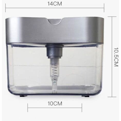 Køkkenopvaskemiddeldispenser, innovativ 2-i-1 sæbedispenser og svampeholder, sort.