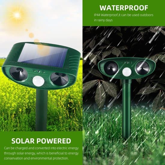 Ultraljudsdjuravvisare, soldriven, rörelsesensor, grön