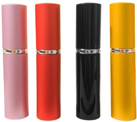 Set med 4 tomma parfymsprayflaskor (10 ml), påfyllningsbara atomizers, minisprayflaskor, resevänliga för män och kvinnor på semester