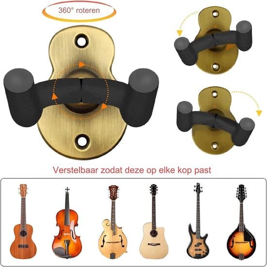 Gitarrställ - Universellt Gitarrställ - Väggmonterat Gitarrställ - Väggfäste - Väggkrok - Metall Gitarr Väggfäste - 2 Metallkrokar
