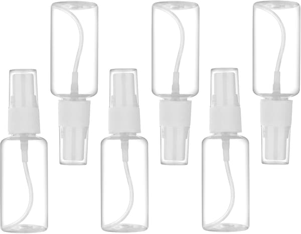 6 sprayflaskor, 30 ml små sprayflaskor i fin dimma av plast, tomma miniresflaskor