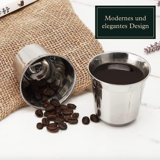 Dobbeltvæggede espressokrus i rustfrit stål - 2-pak - 80 ml