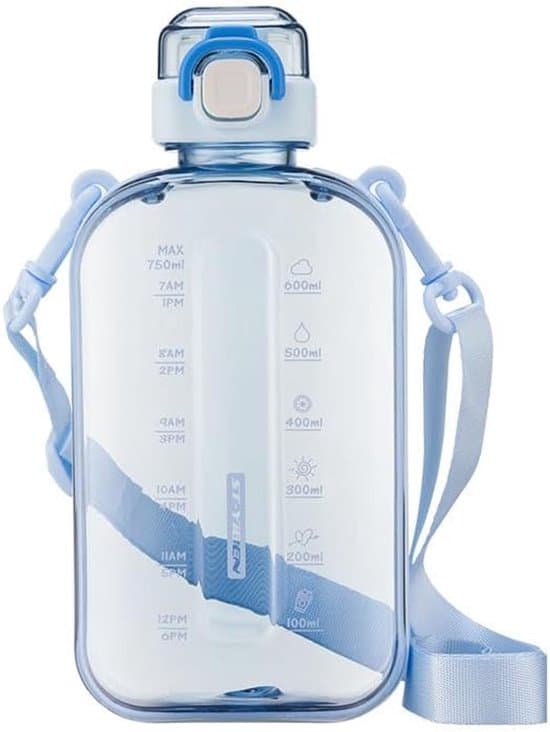 Litteä vesipullo -750 ml -Sininen