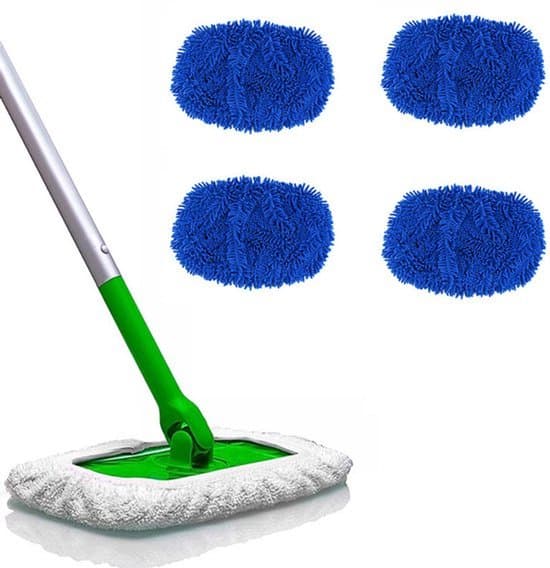 4-delad mikrofiber moppdyna Lämplig för Swiffer Sweeper - Blå