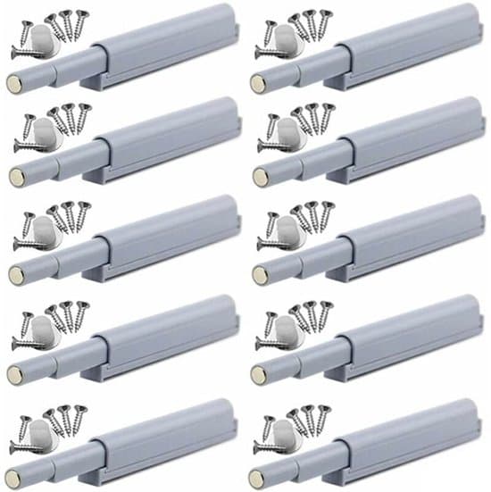 10-pak magnetisk push-to-open dørstopper/buffer - Hvid
