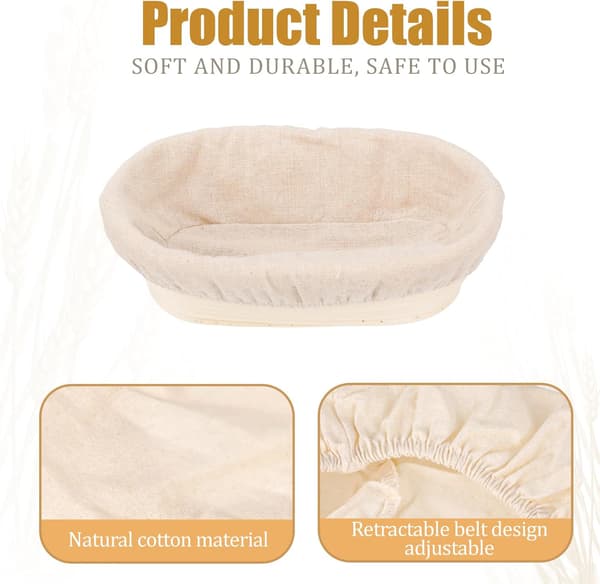 2-pack brödjäskorgsfoder – naturlig rotting oval bakdegduk – 10x6 tum