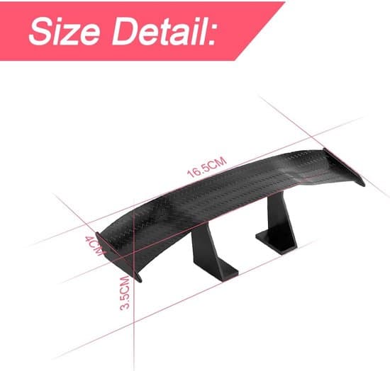 Mini Universal Bilspoiler Kit - Tre-Delt Sæt - Kulfiberkonstruktion - Sort