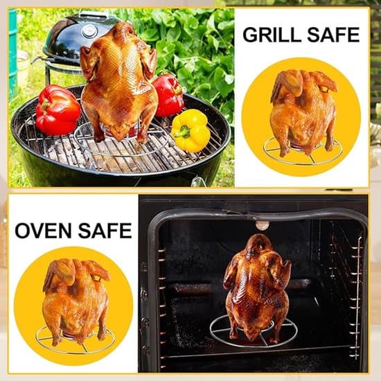 2-pak kyllingegrillstativ/sæde i rustfrit stål - BBQ/Ovn