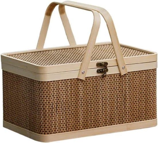 Picknickkorg i bambu - miljövänlig - 30 x 20 x 16 cm