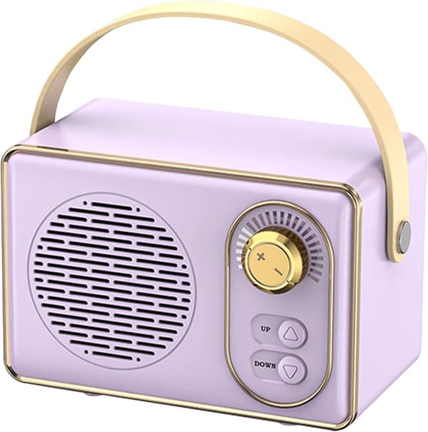 Retro Bluetooth-högtalare, retro bärbar trådlös högtalare, stöder Bluetooth 5.0, stöder TF-kort/USB-minne/AUX-ingång, lila.