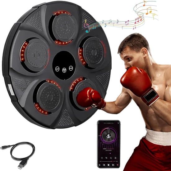 Bluetooth boksemaskine med LED-lys, USB genopladelig, sort