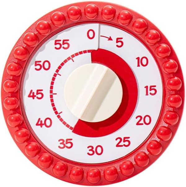 Multifunktionel timer manager, studie-timer og køkkenpåmindelse, justerbare indstillinger, bærbart design, plastik (rød).