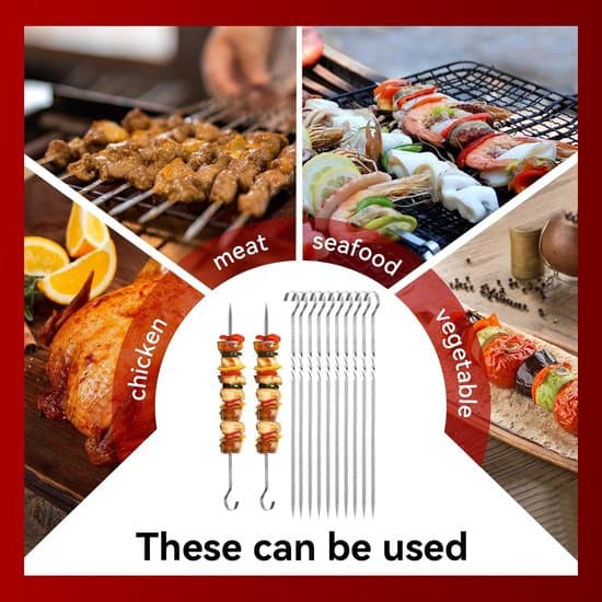 20-pak grillspyd - rustfrit stål - holdbart - til grill, kebab, lejrbål - 35 cm