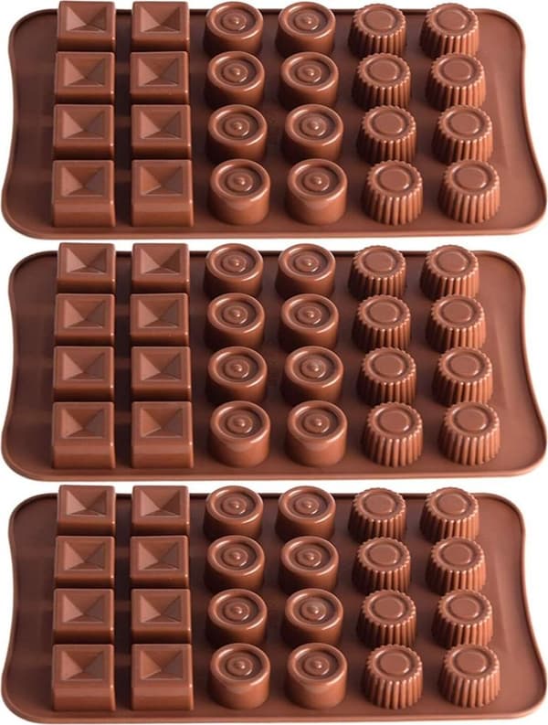 Silikone chokoladeforme, slikbageforme, tredelt chokoladeformesæt, fleksible bageforme, silikone chokoladeforme til chokolade/is