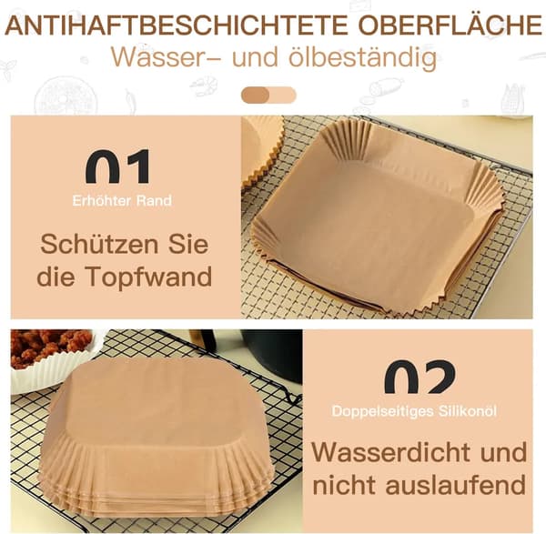 100 ark non-stick bagepapir til airfryere og ovne