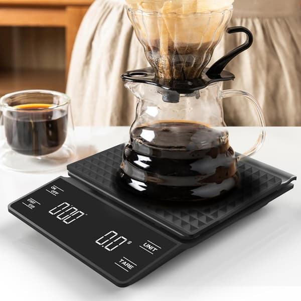 Digital kaffevægt med timer, 3 kg/0,1 g kapacitet.