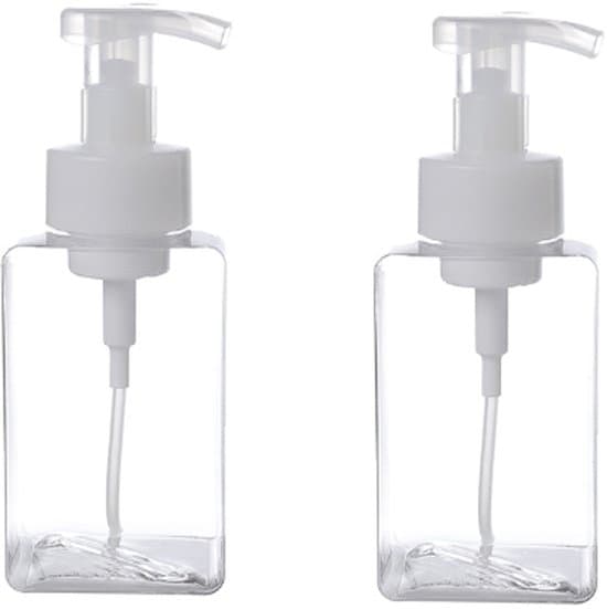 2-pack 450 ml transparenta skumtvål- och lotiondispenserflaskor i plast