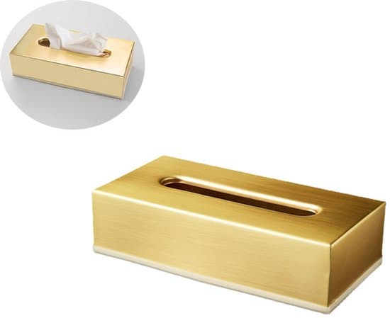 Luksus tissueboksholder - Rektangulær - Guld - Rustfrit stål