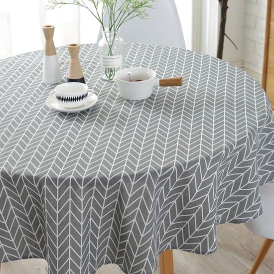 Rund bordsduk i polyester-bomullsblandning (150 cm, grå)