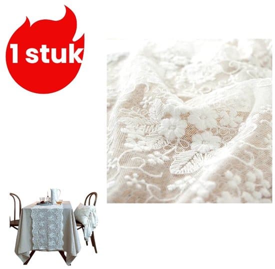 Vit 40x100 cm fransk 3D-broderad spets rektangulär bordslöpare