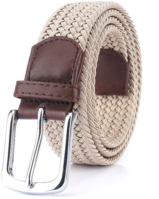 Bälte - Elastiskt midjeband - Unisex vävt elastiskt midjeband - Bredd 3,4 cm - Längd 125 cm - Kaffebrun